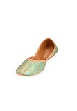 Mint Green Brocade Genuine Leather Punjabi Jutti