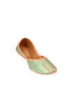 Mint Green Brocade Genuine Leather Punjabi Jutti