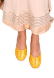 Yellow Brocade Genuine Leather Punjabi Jutti