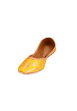 Yellow Brocade Genuine Leather Punjabi Jutti