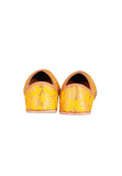 Yellow Brocade Genuine Leather Punjabi Jutti