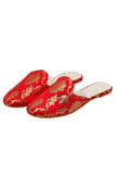 Festive Red Brocade Slider Mules
