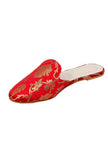 Festive Red Brocade Slider Mules