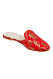 Festive Red Brocade Slider Mules