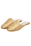 Beige Brocade Slider Mules