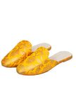 Mango Yellow Brocade Slider Mules