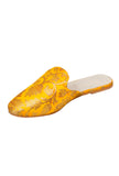 Mango Yellow Brocade Slider Mules