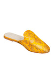 Mango Yellow Brocade Slider Mules