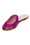 Imperial Magenta Brocade Slider Mules