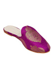 Imperial Magenta Brocade Slider Mules