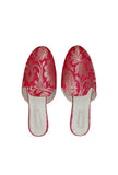 Royal Fuscia Brocade Slider Mules