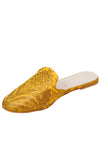 Intricate Yellow Brocade Slider Mules