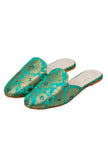 Regal Firozi Brocade Slider Mules