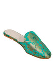 Regal Firozi Brocade Slider Mules