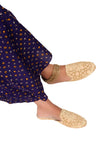 Royal Beige Brocade Slider Mules