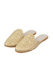 Royal Beige Brocade Slider Mules