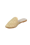 Royal Beige Brocade Slider Mules