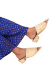 Beige Brocade Block Heels