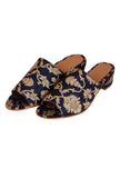 Black Brocade Block Heels