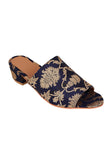 Black Brocade Block Heels