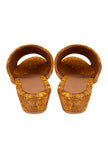 Mustard Yellow Brocade Block Heels