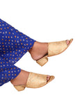 Nude Beige Brocade Block Heels