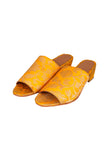 Yellow Brocade Block Heels