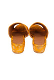 Yellow Brocade Block Heels