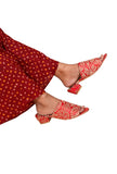 Rose Red Brocade Block Heels