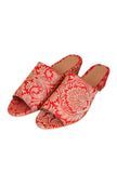 Rose Red Brocade Block Heels