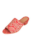 Rose Red Brocade Block Heels