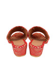 Rose Red Brocade Block Heels