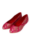 Fuschia Brocade Pointed Toe Ballerina Flats