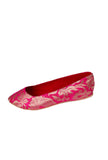 Fuschia Brocade Pointed Toe Ballerina Flats