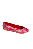 Fuschia Brocade Pointed Toe Ballerina Flats