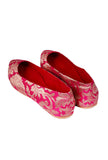 Fuschia Brocade Pointed Toe Ballerina Flats