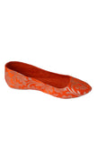Orange Brocade Pointed Toe Ballerina Flats