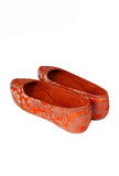 Orange Brocade Pointed Toe Ballerina Flats