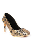Black Brocade Pencil Heels