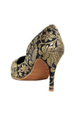 Black Brocade Pencil Heels