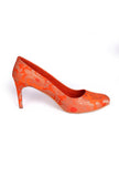Orange Brocade Pencil Heels