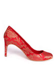 Red Pencil Heels In Brocade