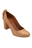 Beige Brocade Block Heel