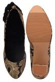 Women’s Black Brocade Block Heel Shoes – Premium Footwear