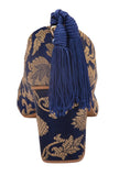 Blue Brocade Block Heel