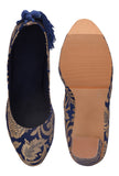 Blue Brocade Block Heel