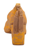 Yellow Brocade Block Heel