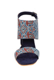 Blue Cotton Ajrakh Strappy Block Heels