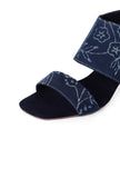 Indigo floral Cotton Strappy Block Heels
