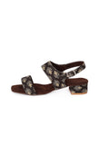 Brown  Cotton Ajrakh Strappy Block Heels